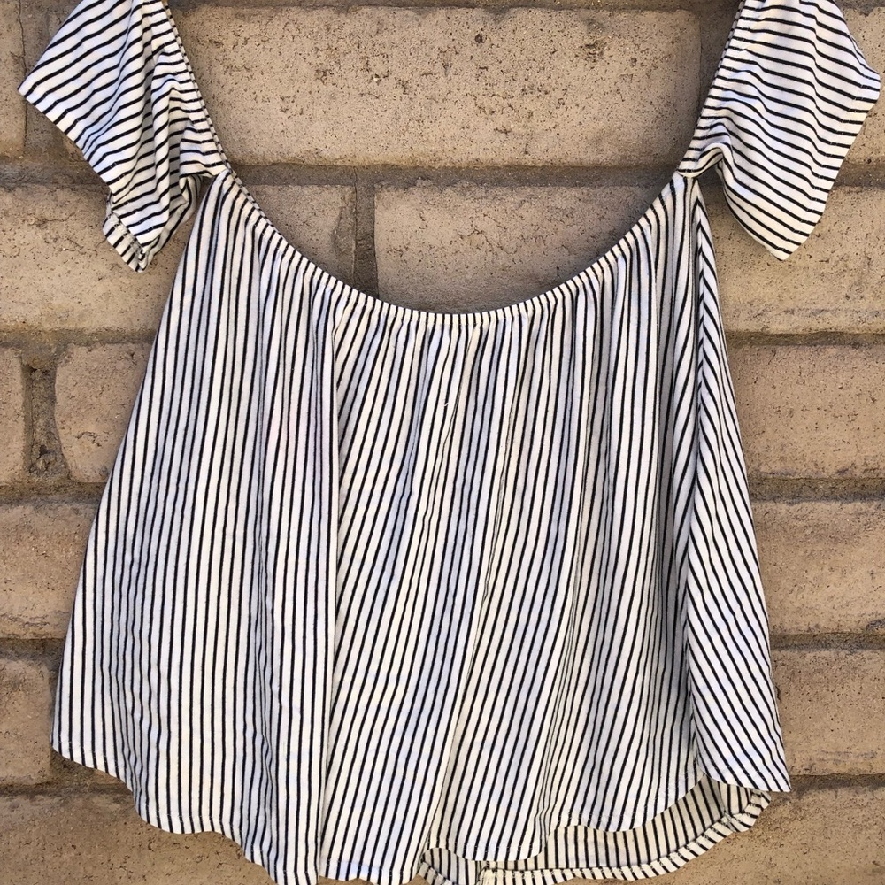 Boho striped off the shoulder tent style top